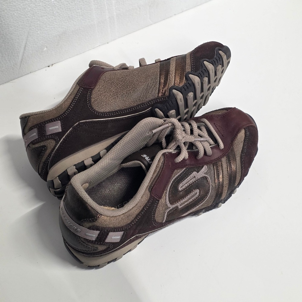 Vtg Skechers 45971 Bronze Metallic Leather Sneakers Womens 7.5 Low Top Shoes Y2K